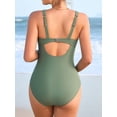 thumbnail image 6 of Sociala V Neck Maternity Swimsuit Ruched Side One Piece Pregnancy Bathing Suits Hollow Out Swimwear, 6 of 8