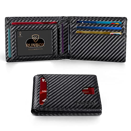 Runbox Slim Leather wallet for Men RFID Blocking Bifold Large Capacity ...