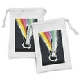 thumbnail image 1 of Guitar Fabric Pouch Set of 2, Colorful Stripes Flowing Out of an Electric Instrument Rock and Roll, Drawstring Bag for Toiletries Masks and Favors, 9" x 6", Charcoal Grey Multicolor, by Ambesonne, 1 of 2
