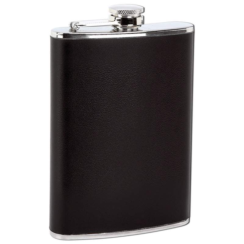 Maxam® 8oz Stainless Steel Flask with Black Wrap