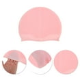 thumbnail image 3 of Gorro de natación de silicona impermeable con puntos en relieve, 1 pieza, color rosa, 3 of 5