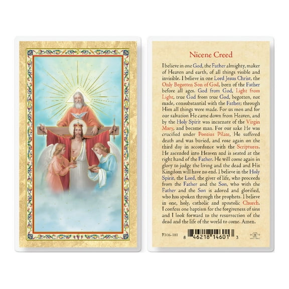 Nicene Creed Gold-Stamped Laminated Catholic Prayer Holy Card with Prayer on Back, Pack of 25
