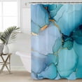 thumbnail image 4 of Marble Texture Shower Curtain Set ，Waterproof Fabric Shower Curtains Teal Gold Crack Abstract Impressionist Shower Curtains for Bathroom,Bathroom Decor 72"x72", 4 of 6