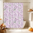 thumbnail image 5 of Pink Purple Spring Floral Shower Curtain Set - 48" x 72" Washable Bathtub Curtain with 12 Hooks, Green Botanical Wildflower Blossoms Waterproof Fabric Stall Shower Curtains for Bathroom Décor, 5 of 8