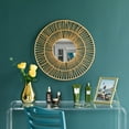 thumbnail image 2 of Decorative Woven Paper Rope Round Shape Bamboo Wood Modern Hanging Wall Mirror, 2 of 6