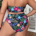 thumbnail image 6 of CaiJunJia Women's Plus Size Two Piece Bandeau Swimsuit Ribbed Strapless Tube Bikini Top with Mid Waist Cheeky Bottom Bathing Suit, 6 of 7