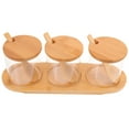 thumbnail image 3 of IBASETOY Bamboo and Glass Sugar Container with Lid Spoon and Tray for Home Space Saving Transparent 1 Set, 3 of 8