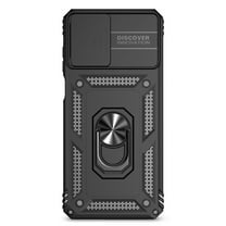 Compatible WIth Motorola Moto G Power (2025) Phone Case,Magnetic Rotatable Ring Holder Kickstand,With Sliding Camera Cover,Heavy Duty Shockproof Anti-fall Rugged Phone Case Cover,Black