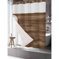 thumbnail image 3 of No Hook Shower Curtain with Snap-in Liner, Brown Wood Grain Waterproof Fabric Bathroom Curtains, Retro Farmhouse Wooden Plank Bath Curtains & Mesh Top Window Standard 72''x72'', 3 of 9