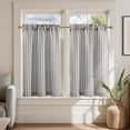 thumbnail image 1 of Striped Linen Kitchen Curtains 36 Inches Tier Curtains Farmhouse Modern Cafe Style Small Window Treatments Airy Light Filtering Rod Pocket for Living Room Bathroom 2 Panels Charcoal Grey, 1 of 6