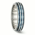 thumbnail image 6 of Edward Mirell Titanium Triple Groove Blue Anodized Ring, 6 of 7
