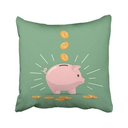 Piggy Bank Break To Open BPBOP Pink Piggy Bank With Falling Coins The Of Saving Money Open Deposit Investments In Future Pillowcase Throw Pillow Cover Case 18x18 inches ()