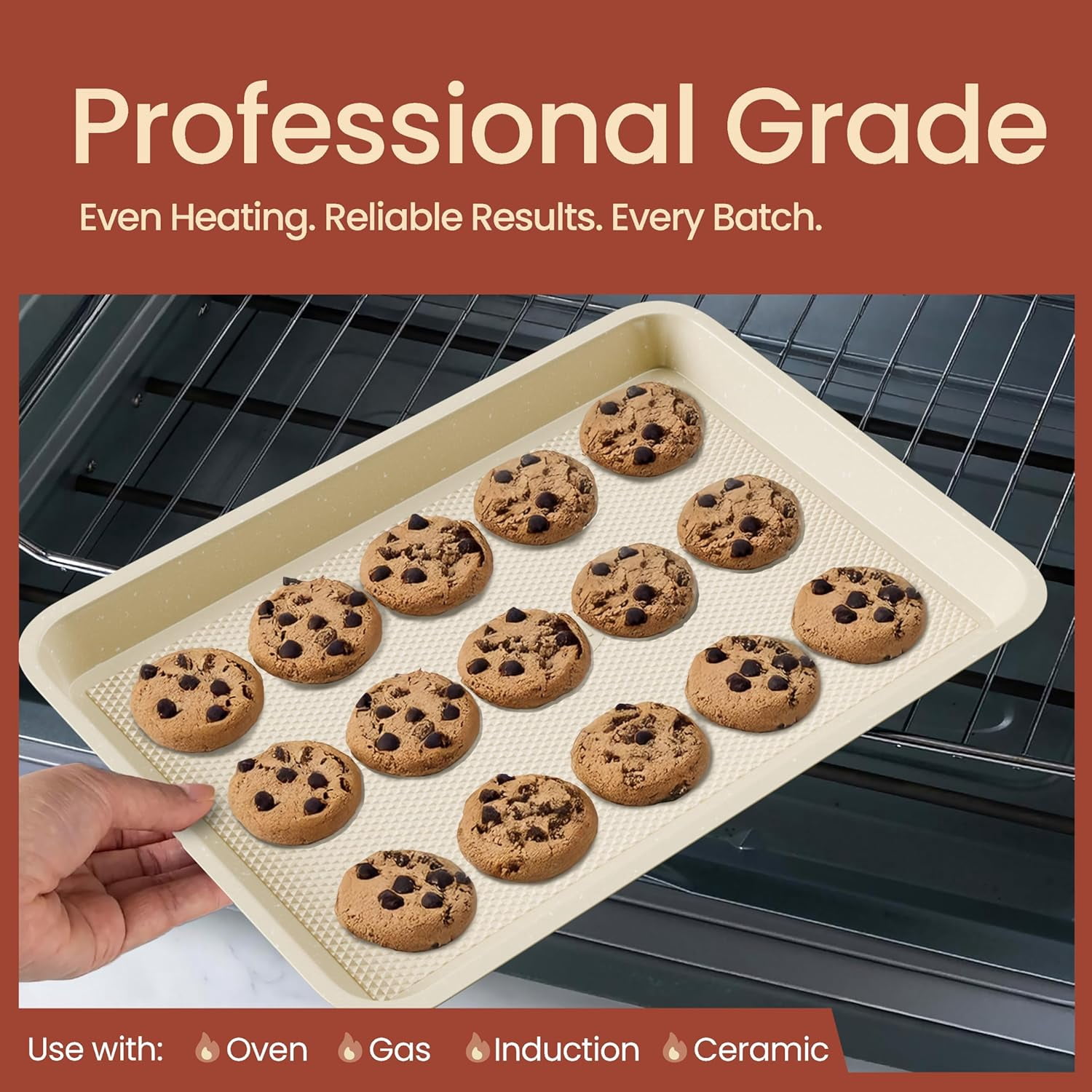 Bakken Diamond Bottom Cookie Sheet Set of 2, Nonstick Carbon Steel Baking Pans, Stackable, Oven Safe 450°F, Small & Medium