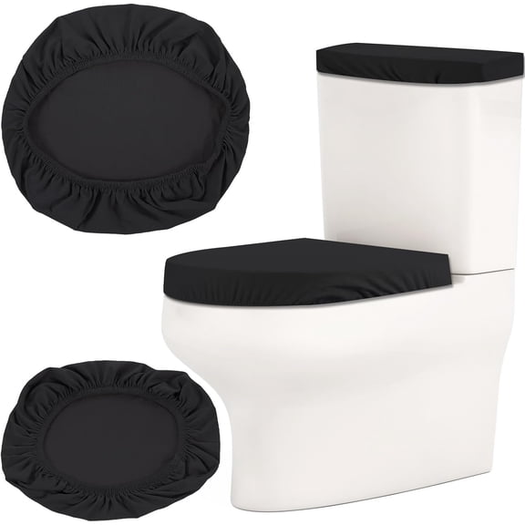 Universal Toilet Top Cover, Replacement Toilet Lid & Tank Lid with Elastic Bottom (Black)