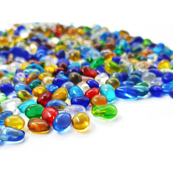 Keedolla Galets Colorés en Verre de Mer Transparent pour Aquarium, Gravier pour Aquarium, Petites Pierres Précieuses en Verre Irrégulières, Perles de Marbre, Galets de Sable pour Jardin/vase, Décorations d'Aquarium pour Poissons et Tortues
