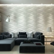 3D Fiber Textured Wall Panel and Decor, White, 32” x 25” Inreda (1 Box)