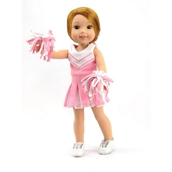Light Pink Cheerleader -Compatible with 14 Inch Wellie Wisher Dolls | 14 Inch Doll Clothing