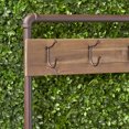 thumbnail image 2 of Chelsea Outdoor Industrial Acacia Wood and Iron Bench with Shelf and Coat Hooks, Gray, 2 of 6