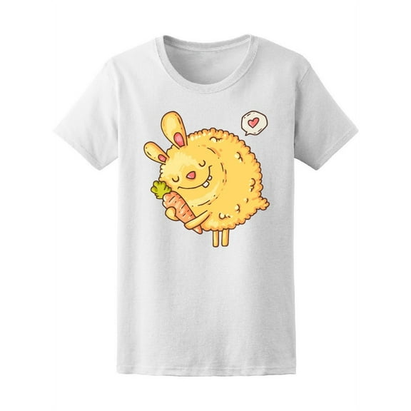 Fluffy Bunny With Carrot Cartoon T-Shirt Women -Image by Shutterstock, Female Medium
