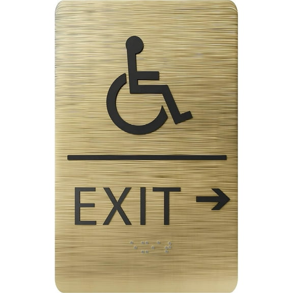 ADA CENTRAL SIGNS - 6"X9" Exit Right Sign with Arrow - ADA Compliant Tactile Graphics Grade 2 Braille Text Wall Signs - Emergency Rescue Safety Sign for School, Office, Business, Apartment, Restaurant