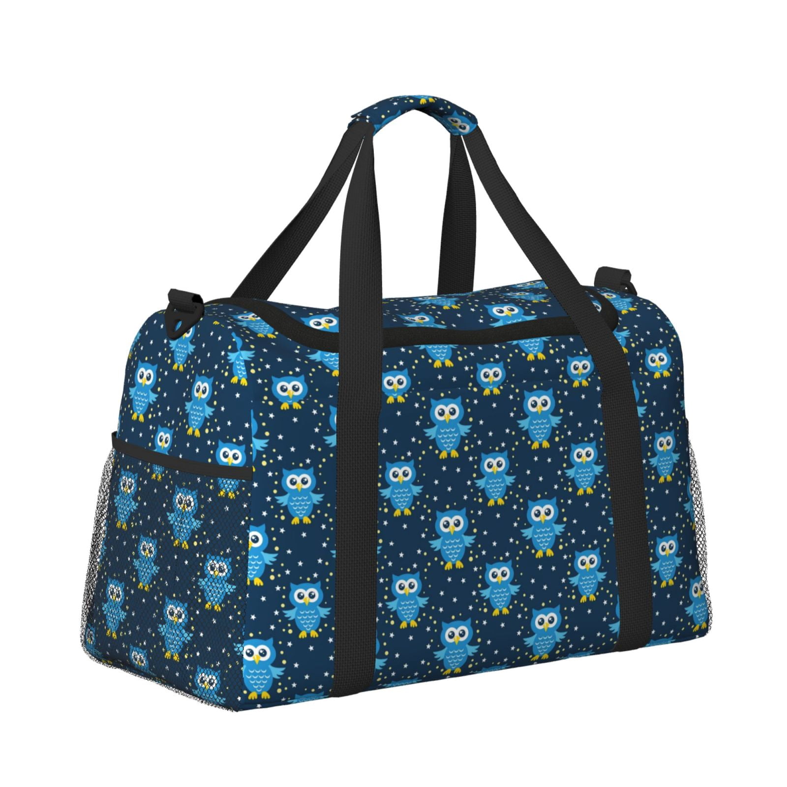 Fuzoiu Blue Owl Print Travel Duffle Bag,Carry On Tote Bags,Duffel Bag,Sport Gym Bag, Hospital Bag for Labor and Delivery, Overnight Bag,Luggage Bag