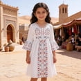 thumbnail image 2 of gdxvjhbj Robe d'Anniversaire pour Filles Robe d'Été pour Filles Col Carré Manches Courtes Taille Croisée Robe Trapèze Décontractée Mini Taille 8-9 (Blanc, 8-9 Ans), 2 of 9