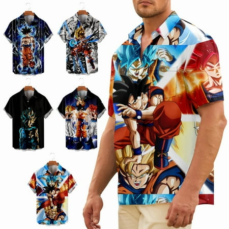 

Adult Kids Anime Button Down T-Shirts Loose Fit Clothing Apparel Up to 8XL