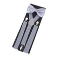 thumbnail image 3 of Conjunto de tirantes con pajarita para hombre con correas de hombro para gris, 3 of 9