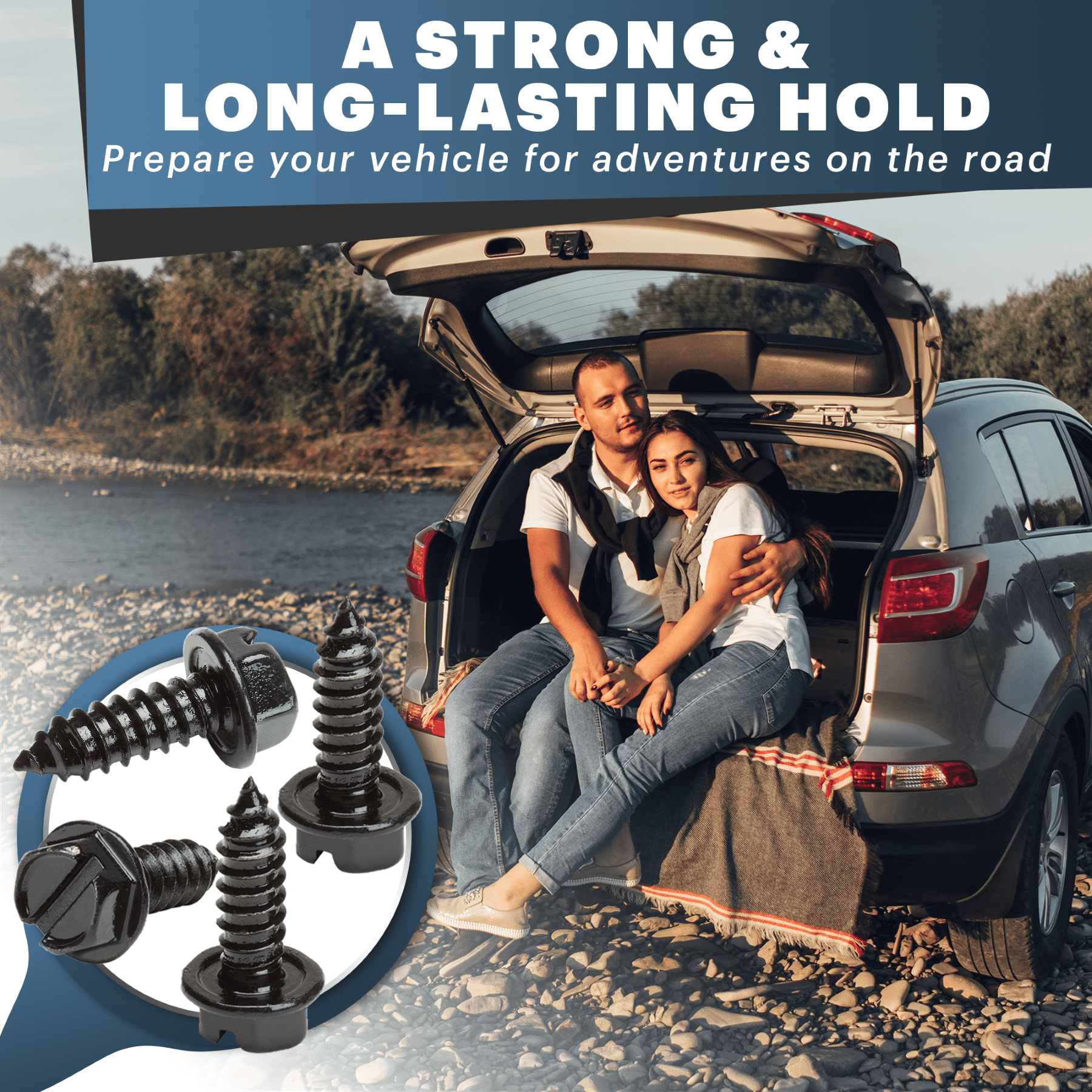 OttoSpeed Rustproof License Plate Screws, Black Stainless Steel, 4-Pack