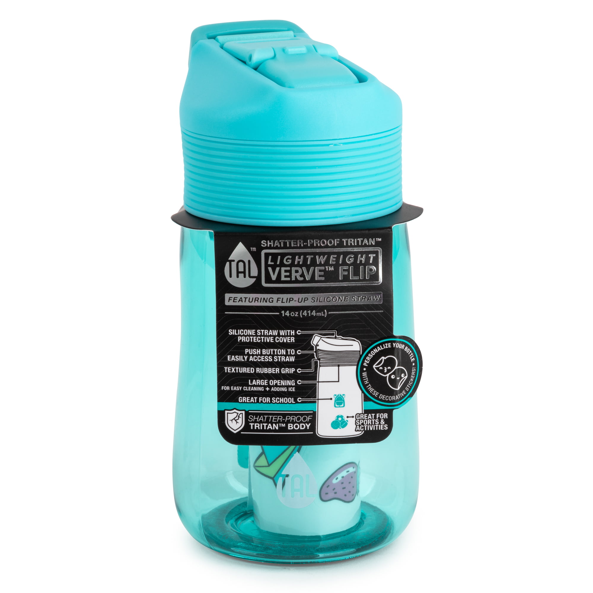 TAL Kids Polypropylene Water Bottle Tumbler With Straw 12 fl oz, Purple 