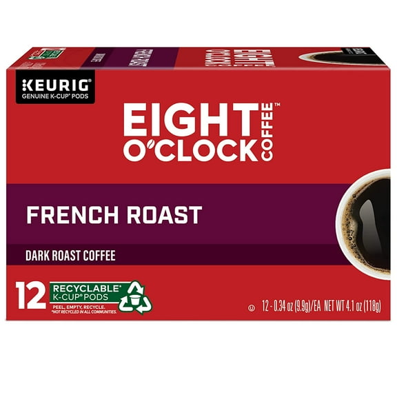 Eight O'Clock French Roast Dark Roast Coffee K-Cup Pods, 72 Count