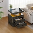 thumbnail image 6 of VKCC Modern 3-Drawer Nightstand with LED & Hidden Drawer, Bedside Table with Charging Station, Rustic Brown, 6 of 9