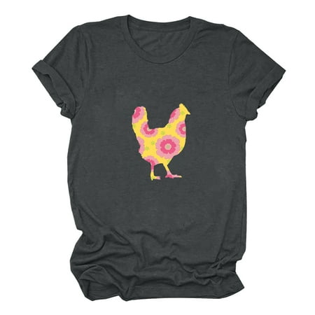 

Corset Top Maternity Shirts Women s Short Sleeve T-shirt Good Luck Chicken Farmer Funny Letter Print Tops Womens Tank Tops Black Crop Top on Sales Gray M