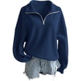 thumbnail image 6 of LUVDA Women's Half Zip Cropped Stand Collar Sweatshirt Silver Zipper Banded Hem Fall Athletic Top, 6 of 7