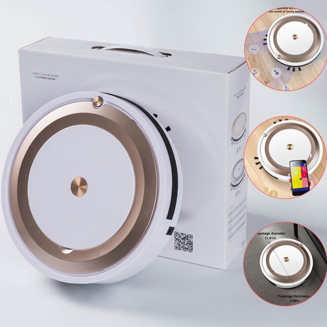 Xihbxyly Robot Aspirador con Control Remoto Por Aplicación, Mopa Giratoria de Alta Velocidad, Batería de Larga Duración de 1200 Mah, Barredora Silenciosa, Apto para Todo Tipo de Suelos, Elimina Pelos