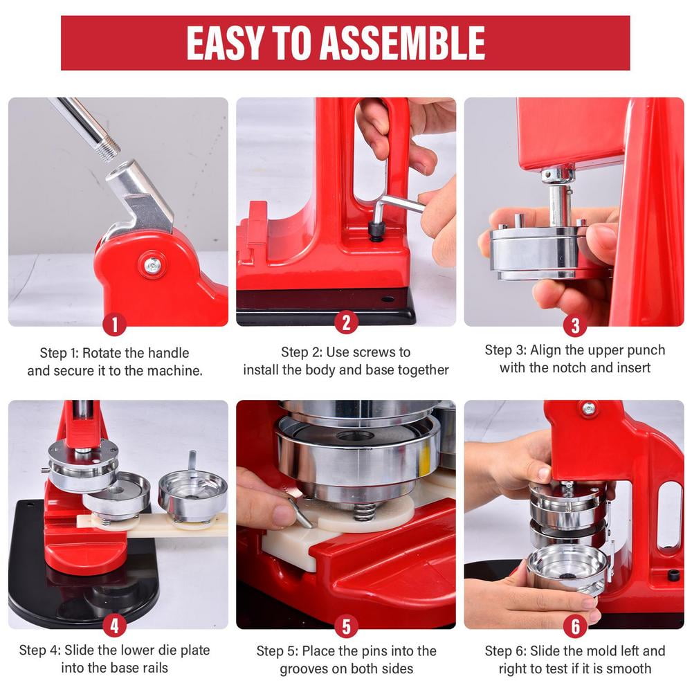 Multi-Size Button Maker Machine, 1.25 inch+2.28 inch+3 inch Interchangeable Press Kit with 300 Sets Button Maker Supplies for DIY Crafts and Events