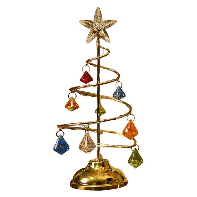 MesaSe Crystal Christmas Tree with LED Lights Tabletop Battery Operated LED Copper Wire Christmas Tree with Topper Holiday Home Decor