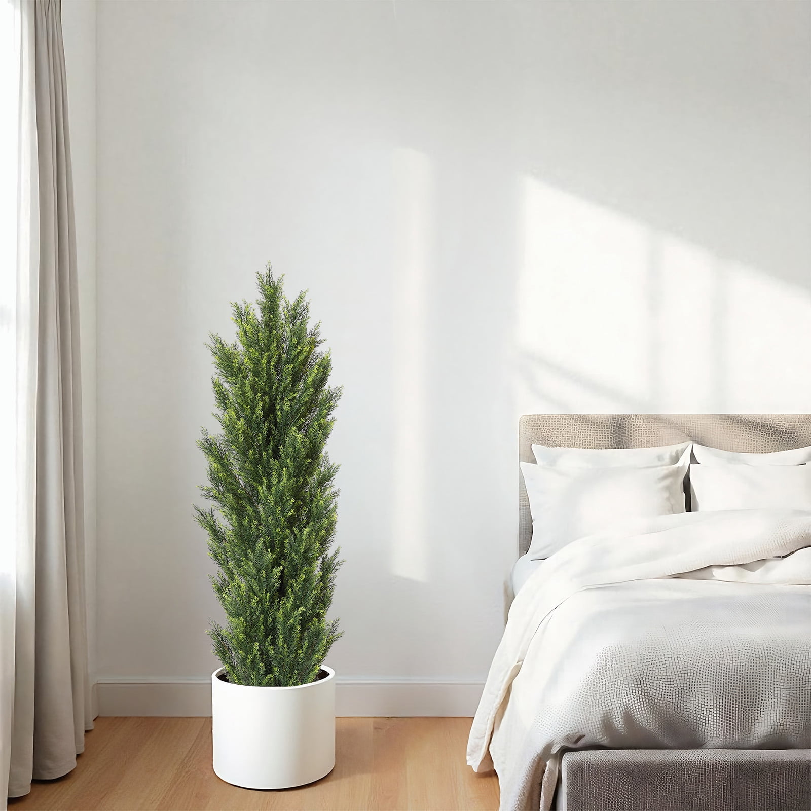 Poetree 2 Pack Artificial Tree 5 FT Artificial Cedar Topiary Trees for Outdoors Potted Fake Pine Trees Faux Evergreen Plants for Home Porch Decor