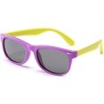 thumbnail image 1 of Gafas de sol polarizadas para niños (montura morada con patas amarillas), montura flexible, adecuadas para niñas y niños de 3 a 10 años, 1 of 5
