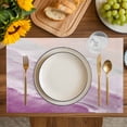 thumbnail image 4 of Pink Coastal Wave Placemats Set of 6, Summer Modern Ocean Beach Placemats for Dining Table, Place Mats for Kitchen Tabletop, Waterproof Wipeable Dining Table Mats Set, 4 of 9