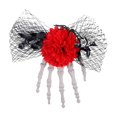 thumbnail image 1 of ¡Gran oferta! Horquilla con forma de rosa de mano esqueleto de Terror, vestido de baile extraño para Halloween, decoración con Clip LATERAL de malla, 1 of 5