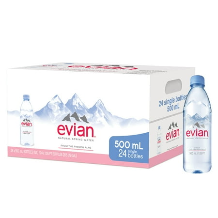 evian Natural Spring Water, 500 ML, 24 Count