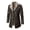 Dark brown, variant on Men's vintage mid-length PU leather jacket business plus velvet large lapel blazer
