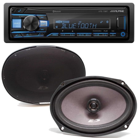 Alpine UTE-73BT Bluetooth® Multimedia Receiver (Does Not Play CDs) with SXE-6926S 6x9" Coax Speakers