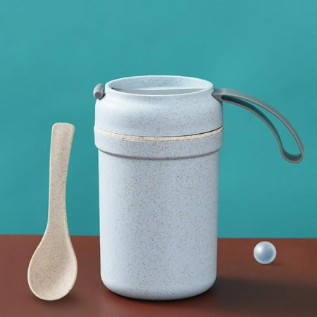 

Wheat Straw Portable Breakfast Cup Insulated Breakfast Porridge Edible Cup With Lid And Spoon