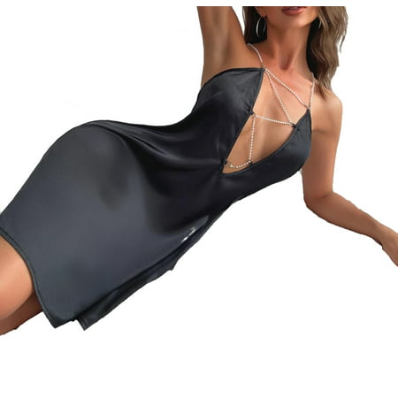 

Sexy Plain Cami Slip Nightdress Sleeveless Black Women Nightgowns & Sleepshirts (Women s)