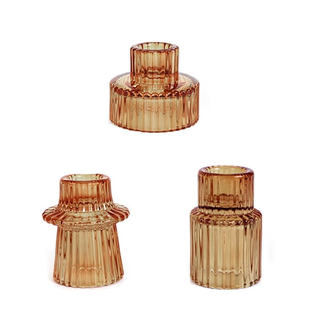 Portavelas de cristal transparente Decoración para la mesa de la cena a la luz de las velas