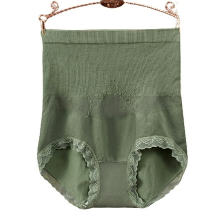 

Ladies Underwear High Waist Cotton Panty Full Brief Seamless Breathable Briefs with Lace Brim Plus Size