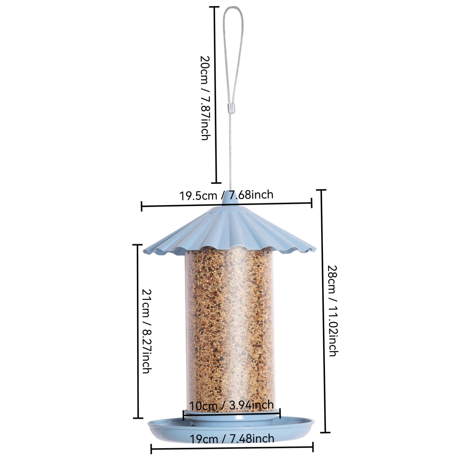 Outdoor Hanging Automatic Bird Feeder with Cover, Squirrel Proof Wild Bird Feeder, Large Capacity Metal Mesh Birdfeeder for Yard Garden (1*Bird Feeder)