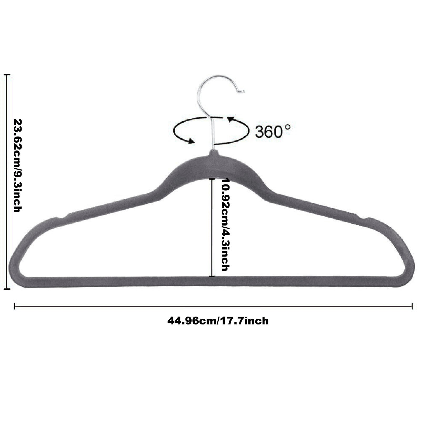 LYCAQL Velvet Hangers 20 Pack - Clothes Hanger W/Tie Bar - Non-Slip, Swivel Hook Slim Felt Hangers - Suits, Clothes, Pants, Coat Hanger - Gray Heavy Duty Non Slip